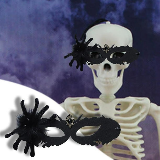 Decoraciones de Halloween, adornos de Halloween, regalos de Halloween, máscara de mascarada, máscara de media cara de araña negra de Halloween, disfraz, máscaras de ojos para mujeres y niñas, máscaras