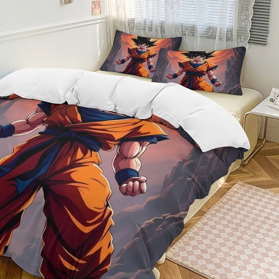 Dragon Ball 3 Piece Bedding Set Soft Comforter Theme Room Decor Bedclothes-1 Duvet Cover with 2 Pillowcases (90"x90")