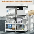thumbnail image 2 of POAO Large 3-Tier Rolling Printer Stand with Storage Drawer,5 Adjustable Shelves Mobile Cart with Industrial Wheels for Home Office Desk,White, 2 of 8
