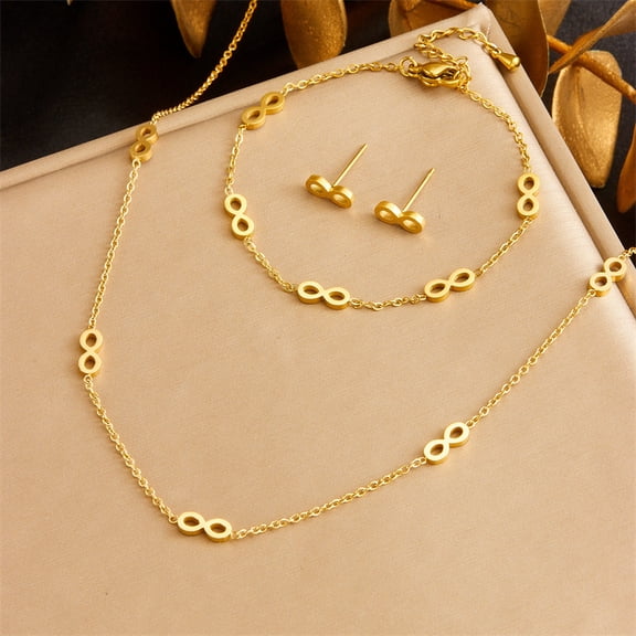 NICKSUN Infinite Earring Necklace Bracelet Set - 18K Gold Plated Dainty Infinite Jewelry Set Birthday Valentines Mother Gifts for Women