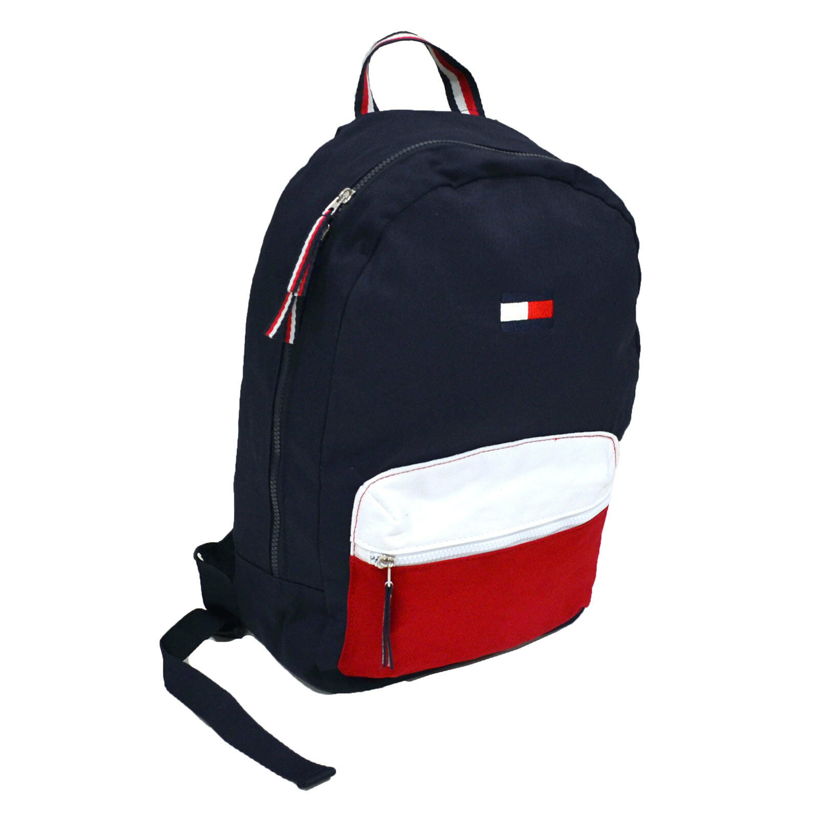 Tommy Hilfiger Backpack 2 Pocket Canvas Navy with White Red Pocket Flag  Logo - Walmart.com