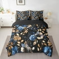 thumbnail image 2 of Manfei Blue Flowers 7pcs Bedding Comforter Set for Teens,Tree Leaves Queen Bedding Sets Super Cozy,Floral Blossoms Queen Sheet Sets,Microfiber Bedroom Decor,Reversible, 2 of 8
