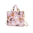 thumbnail image 7 of FORMRS Womens Corduroy Tote Bag Crossbody Shoulder Handbag with Pocket, Pink Halloween Ghosts, 7 of 7