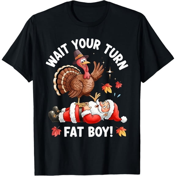 Funny Thanksgiving Christmas Turkey Vs Santa for Men Women T-Shirt