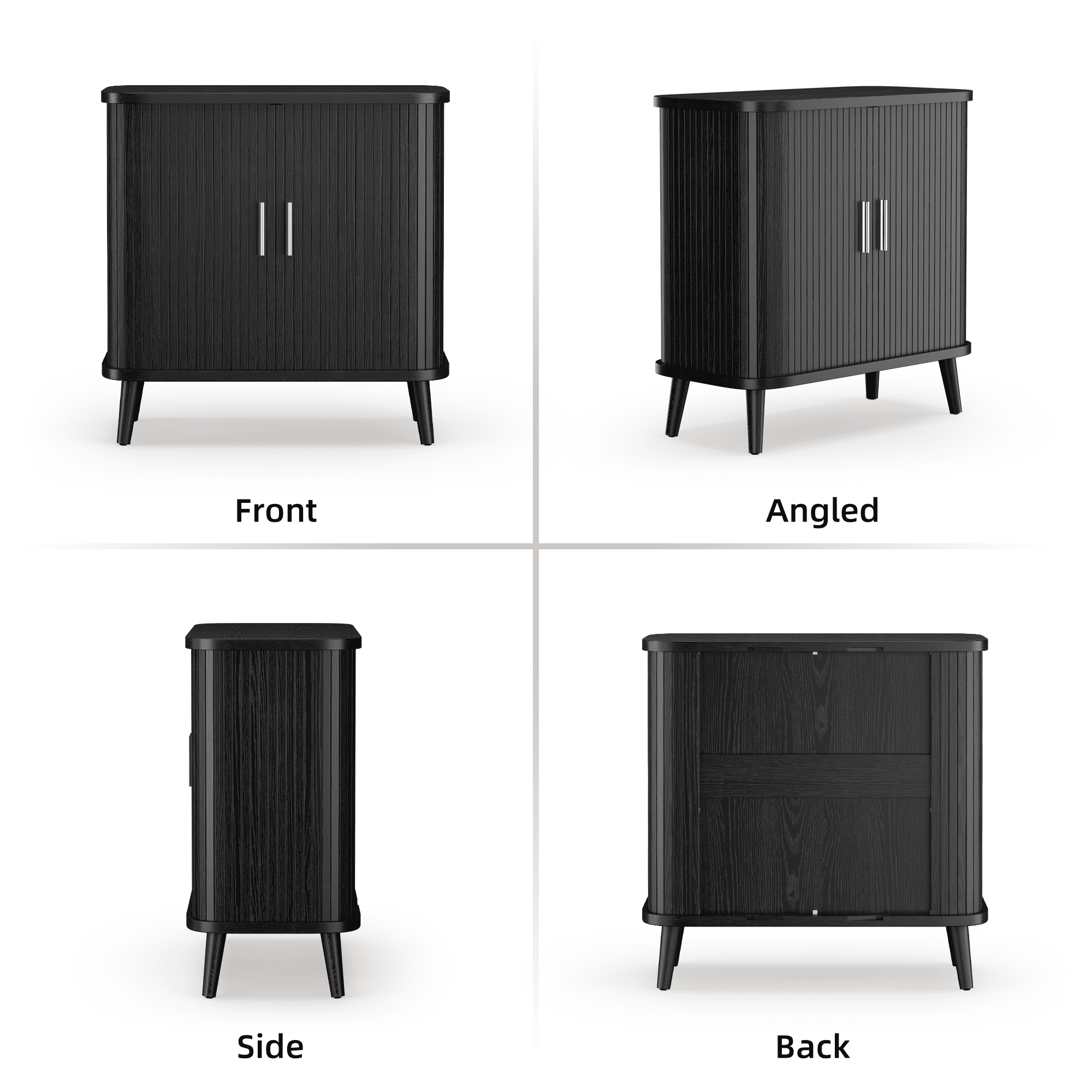 Laintene Buffet Cabinet with Storage, 31" Kitchen Sideboard with 2 Sliding Tambour Doors, Fluted Storage Cabinet with Adjustable Shelves, Entryway Cabinet for Living Room, Black