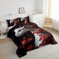 thumbnail image 4 of White Dragon Bedding Set Queen Red Rose Floral Gothic Bedding Comforter Sets,Western Dragon Comforter Set Women,Fantasy Jungle Animal Bed Set Magical Wildlife Room Decor, 4 of 6