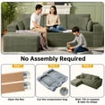 thumbnail image 5 of 102" L-Shaped Modular Sectional Sofa with Chaise and 4 Throw Pillows, 3 Seater Comfy Corduroy Fluffy Couch,Boneless Couch with Deep Seat and 2 Cup Holders for Living Room,Apartment,Office,No Assembly, 5 of 13