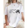 thumbnail image 1 of Camiseta con estampado de corazones y coches para mujer, moderna y casual, cuello redondo, manga corta, algodón elástico, lavable a máquina, perfecta para verano y tiempo libre., 1 of 6