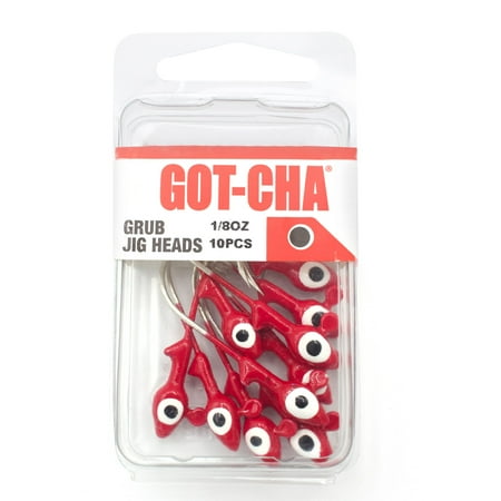 GOT-CHA HSWG18-9 Grub Head 1/8 oz #1 Hook Red 10/Pack