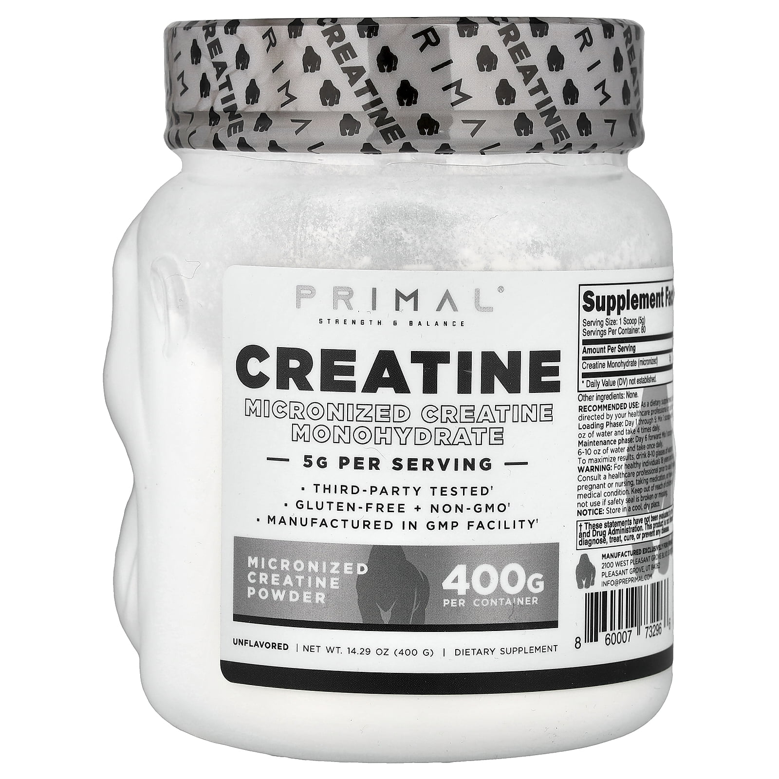 PrePrimal Creatine Powder, Unflavored, 14.29 oz (400 g)