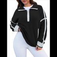 thumbnail image 3 of Sudadera de Mujer con Media Cremallera, Suave y Extragrande, con Bolsillos, Cálida y Afelpada. Negro XL, 3 of 9