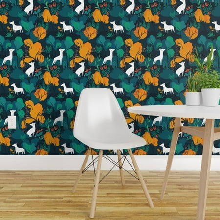 Peel-and-Stick Removable Wallpaper Dogs Year Of The Dog Doggy White Orange (Best Wallpaper Of The Year)