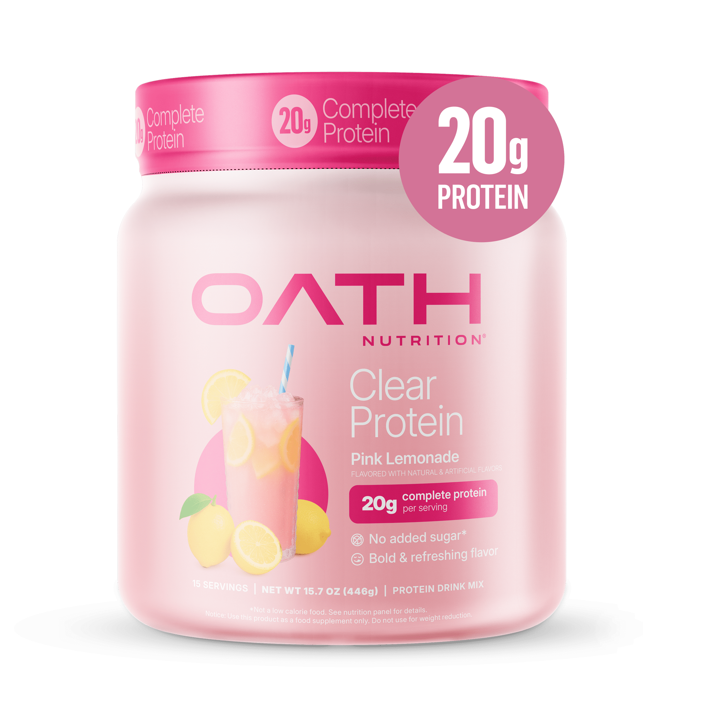 OATH Nutrition Clear Protein Pink Lemonade 15 Servings