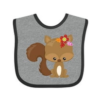 Inktastic Spring Animals, Cute Squirrel, Colorful Flowers Boys or Girls Baby Bib