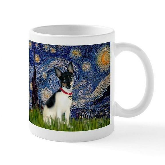 CafePress - Starry Night & Rat Terrier Mug - 11 oz Ceramic Mug - Novelty Coffee Tea Cup