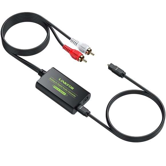 Enlace conversor de audio analógico a digital para RCA a óptico