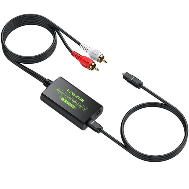 Enlace conversor de audio analógico a digital para RCA a óptico