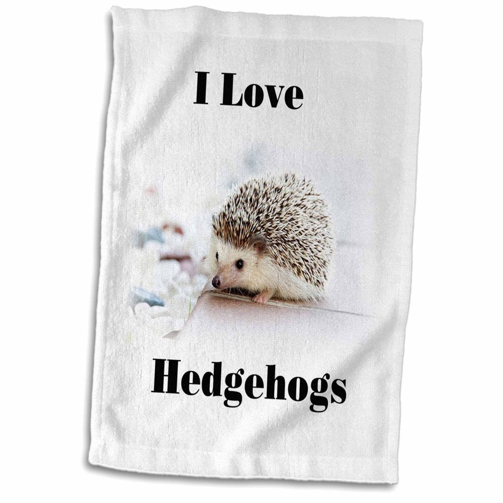 3dRose Print of I Love Hedgehogs Towel, 15 by 22inch