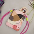thumbnail image 2 of Lightweight Crossbody Cell Phone Purse Bag with Arm Band, Wallet & Key Pouch for Walking, Travel and Hiking, Organic Geometric Abstract Art, Fuchusia, 2 of 7