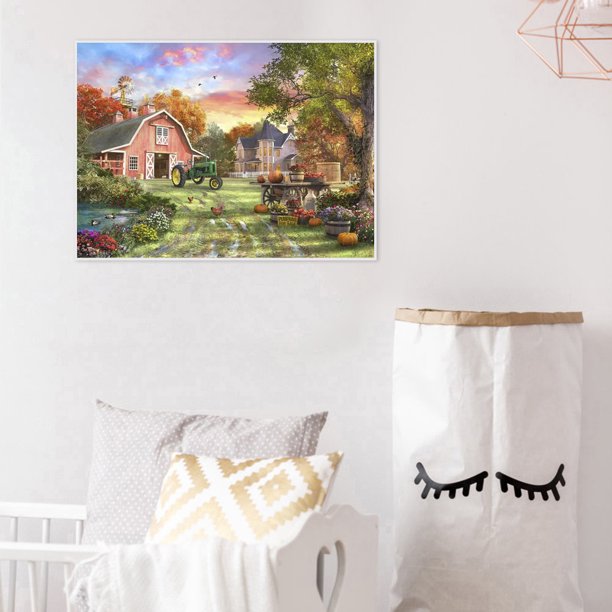 Cuadros Decorativos Kit de pintura por números, lienzo de paisaje de pueblo DIY, cuadro de arte al óleo, decoración del hogar Ndcxsfigh Nuevos Originales