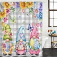 thumbnail image 2 of Easter Gnomes Shower Curtain, Waterproof Shower Curtains for Bathroom, Spring Floral Eggs Flowers Butterflies Gray Plaid Washable Bathtub Curtain Set Bath Decor with 12 Hooks Extra Long 72"x96", 2 of 8