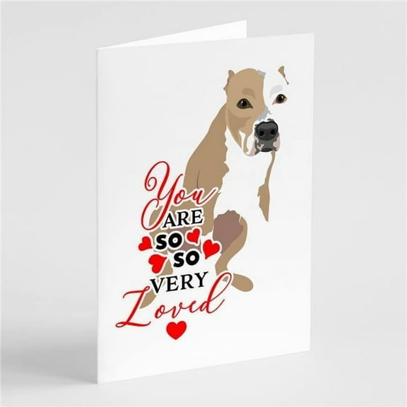 Pit Bull Fawn #4 so Loved Greeting Cards and Envelopes Pack of 8 7 in x 5 in