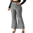 thumbnail image 4 of Agnes Orinda Women's Plus Size Metallic Sparkly Pants High Waist Wide Leg Pants Palazzo Trousers Clubwear 3X Silver, 4 of 6