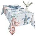 thumbnail image 2 of Ocean Sea Turtle Table Cloth Waterproof Tablecloths, Summer Coastal Coral Flower Shells Tablecloth Dining Table Cover for Kitchen Party Tabletop Outdoor, Rectangle Tablecloth 54x108 Inch, 2 of 9