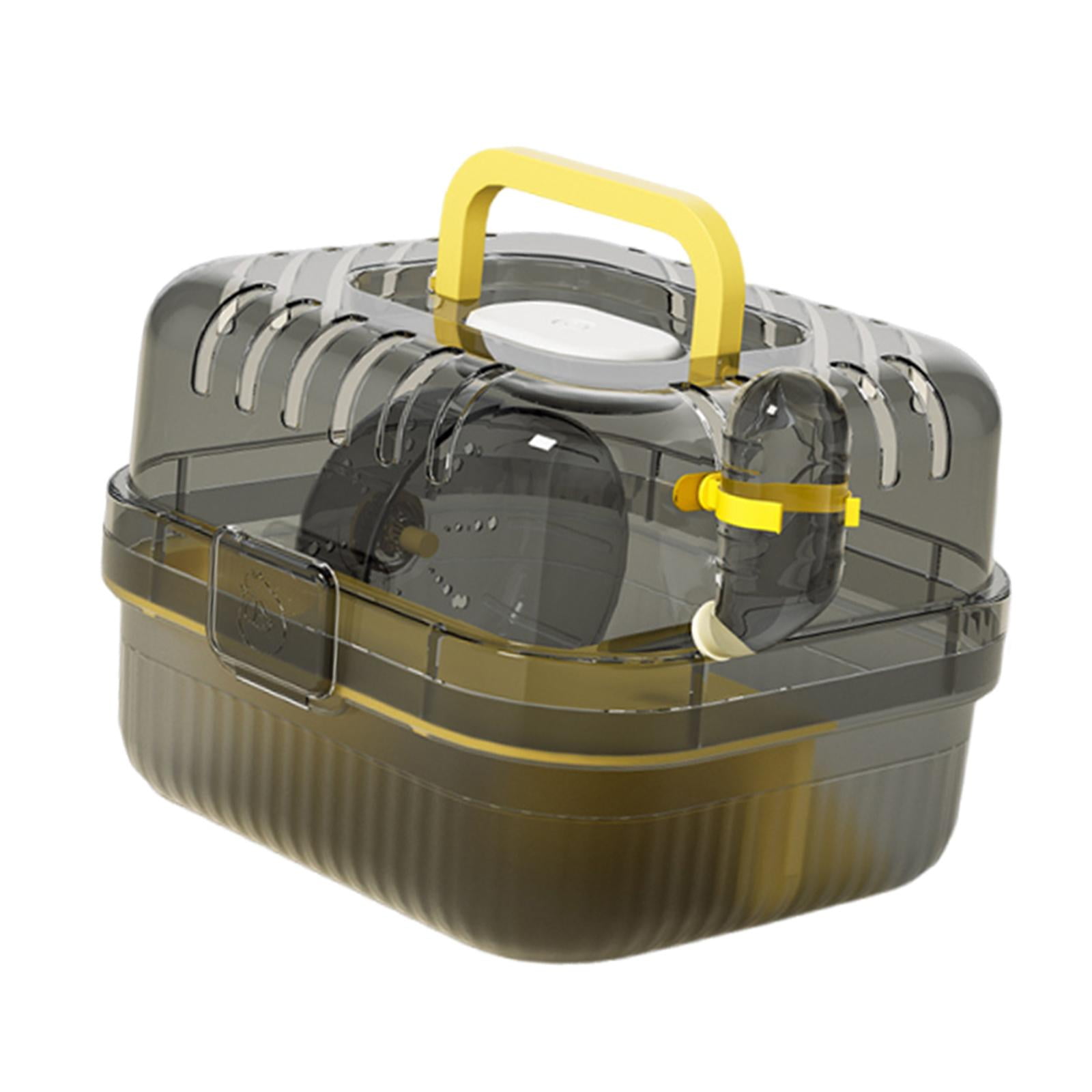 oshhni Hamster Cage with Water Bottle Breathable Carry Case for Rabbits Gerbils Rats yellow