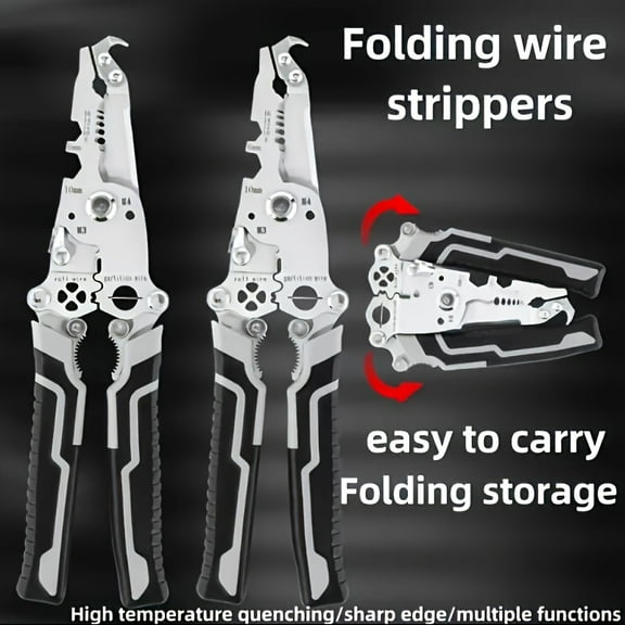 8-in-1 Multi-Tool Pliers: Heavy-Duty Stainless Steel Wire Stripper, Cutter, Crimper | Foldable, All-in-One Hand Tool for Electrical Work & DIY Projects