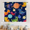 thumbnail image 3 of Dinosaur Curtains for Boys Room, Cartoon Dino Navy Blue Safari Animal Outer Space Planet Astronaut Theme Blackout Baby Kids Window Curtains for Bedroom Living Room Nursery, 84"x63" Inch, 3 of 5