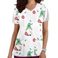 thumbnail image 2 of Camisas Navideñas Para Mujer Moda de Manga Corta Con Cuello en V Tops Uniforme de Trabajo Blusa Con Bolsillo de Impresión Tops Odeerbi ODB202426, 2 of 5