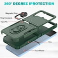 thumbnail image 2 of Heavy Duty Case for Samsung Galaxy Z Flip 4, Full Body Case with 360° Rotation Metal Ring Holder Kickstand Rugged Shockproof Anti-Scratch Case,Pink, 2 of 5