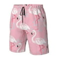 thumbnail image 6 of Uemuo Pink Flamingo Pattern Men's Swim Trunks Hawaiian Beach Bathing Suit Swimsuits Beach Quick-Dry Shorts with Pockets-, 6 of 9