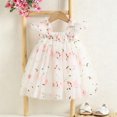 thumbnail image 5 of Lullu Girls Floral Embroidery Tulle Dress Flutter Sleeve Party Princess Dress, Sizes 1-6, 5 of 5