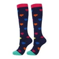thumbnail image 4 of Chaussettes de Compression 20-30mmhg Longueur Genou Bas de Sport Bas de Compression Femmes pour Course Cyclisme Unisexe, Cyan, Cœur, S/M, 4 of 6