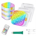 thumbnail image 1 of 4 Luces Sumergibles Recargables para Piscina con Control Remoto, IP68 A Prueba de Agua, 16 Luces LED Que Cambian de Color con Pegamento, 1 of 5