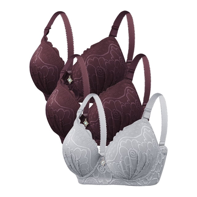 DecSea Ensemble de 3 sous-Vêtements pour Femmes, Couleur Unie, Anneau en Acier, Soutien-Gorge Quotidien