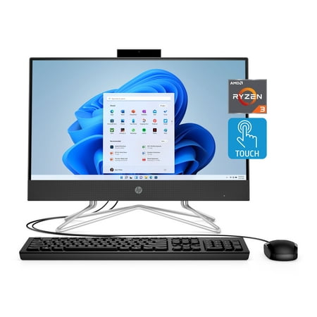 HP 22" Touch All-in-One Desktop, Ryzen 3 3250U, 8GB RAM, 1TB HDD, Black, Windows 11 Home, 22-df0023w