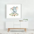 thumbnail image 2 of Elephant, Safari Animals, Jungle Animals, Pink Flowers, Girl Nursery - Illustration Watercolor Floral Animal Whimsical White Framed Wall Art Print 8 x 8 inches, 2 of 3