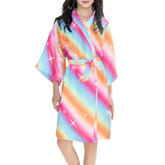 Odeerbi Kids Robes Toddler Boys Girls Kimono Robes Tie-Dyed Bathrobe Children Print Summer Sleepwear Baby Clothes Multicolor