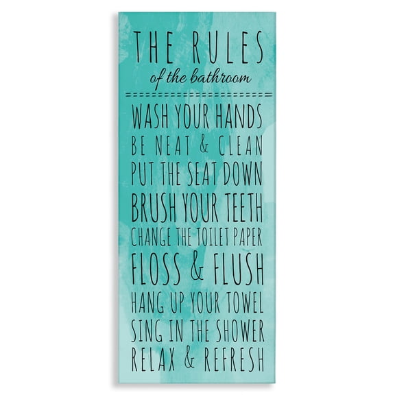 Stupell IndustriesBathroom "The Rules" Turquoise Canvas Wall Art by Anna Quach