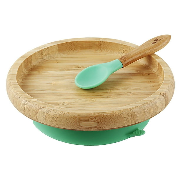 Avanchy Bamboo Suction Classic Plate + Spoon