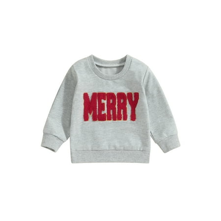 

FeMereina Family Matching Long Sleeve Crewneck Letter Embroidery Pullover Tops