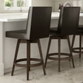 thumbnail image 2 of Amisco Dustin 30 In. Swivel Bar Stool - Dark Brown Faux Leather / Brown Wood, 2 of 6