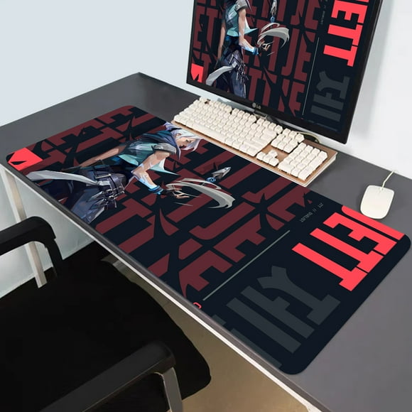 Alfombrilla de ratón grande de goma antideslizante para ordenador portátil, accesorio de oficina para gamer, teclado, escritorio, gran juego, Valorant Jett, XXL
