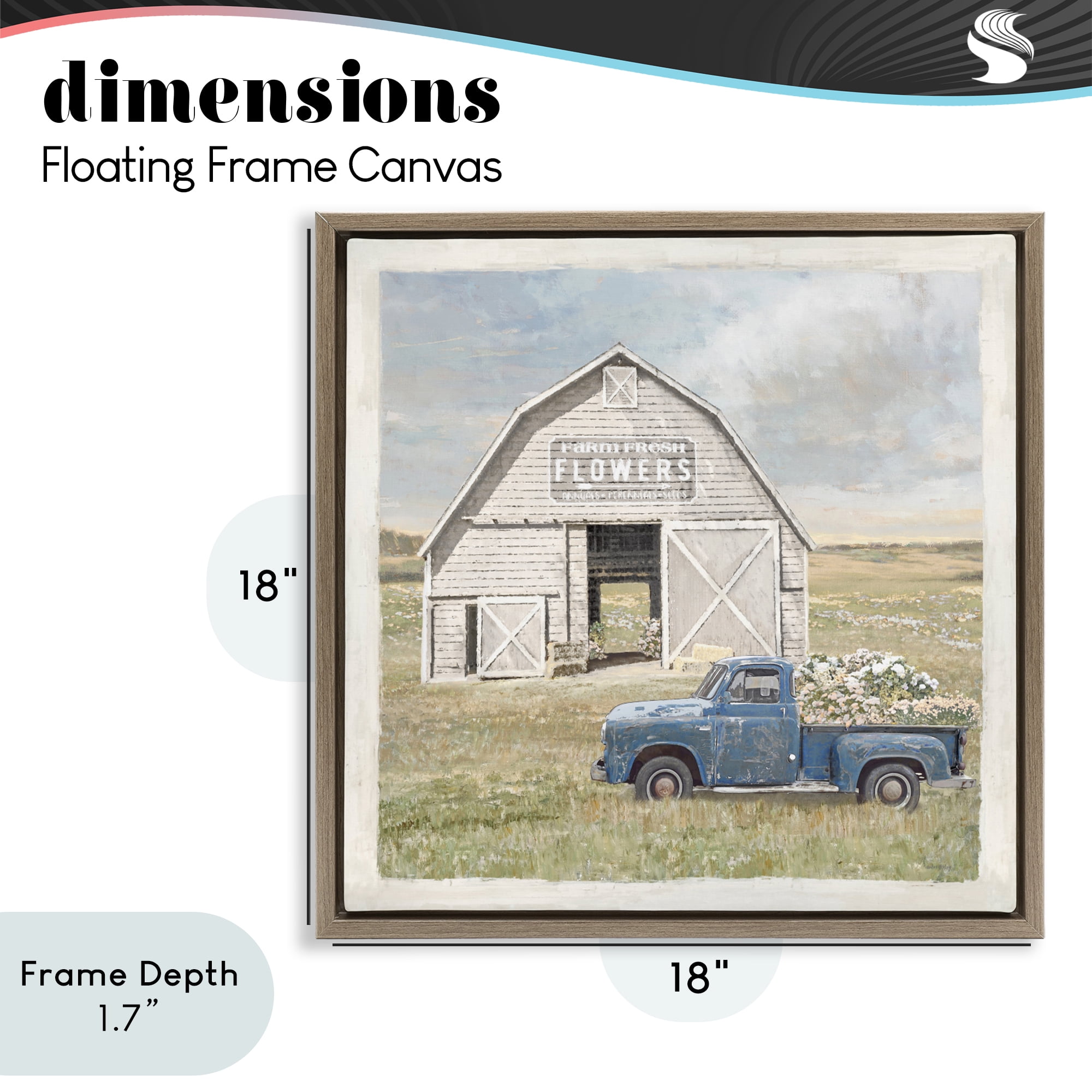 Stupell Industries Rustic Flower Barn Brown Framed Floater Canvas Wall Art, design by Amber Sterling