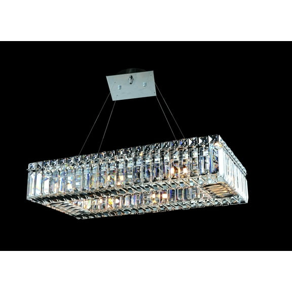 11707-010-FR001-Allegri Lighting-Baguette - Eight Light Rectangular Pendant   Chrome Finish with Firenze Clear Crystal
