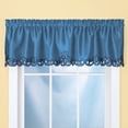 thumbnail image 2 of Collections Etc Elegance Scroll Embroidered Cut-Out Window Valance with Rod Pocket Top for Easy Hanging, 58" W x 13" L, Blue, 2 of 4