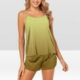 thumbnail image 2 of Diufon Womens Stain Pajama Sets Crewneck Sleeveless Tops Trendy Gradient Printed Shorts Sleepwear Set, 2 of 5